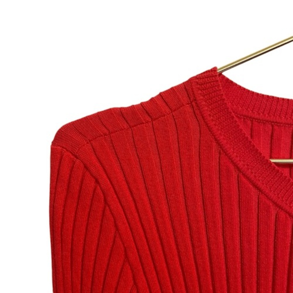 Cabi Womens Red Ribbed Bell Sleeve Button Front Cardigan Sweater 5285 Size S - Picture 5 of 8